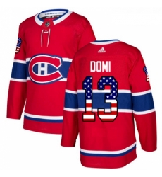 Youth Adidas Montreal Canadiens 13 Max Domi Authentic Red USA Flag Fashion NHL Jersey 