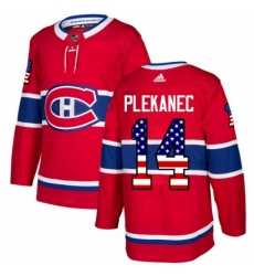 Youth Adidas Montreal Canadiens 14 Tomas Plekanec Authentic Red USA Flag Fashion NHL Jersey 