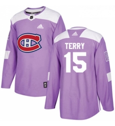 Youth Adidas Montreal Canadiens 15 Chris Terry Authentic Purple Fights Cancer Practice NHL Jersey 