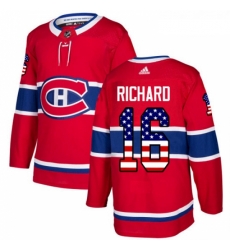 Youth Adidas Montreal Canadiens 16 Henri Richard Authentic Red USA Flag Fashion NHL Jersey 