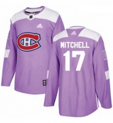 Youth Adidas Montreal Canadiens 17 Torrey Mitchell Authentic Purple Fights Cancer Practice NHL Jersey 