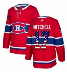 Youth Adidas Montreal Canadiens 17 Torrey Mitchell Authentic Red USA Flag Fashion NHL Jersey 