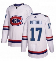 Youth Adidas Montreal Canadiens 17 Torrey Mitchell Authentic White 2017 100 Classic NHL Jersey 