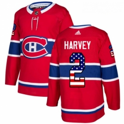 Youth Adidas Montreal Canadiens 2 Doug Harvey Authentic Red USA Flag Fashion NHL Jersey 