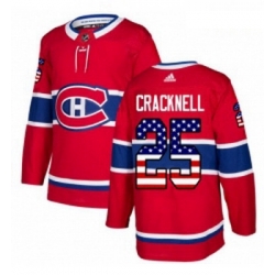 Youth Adidas Montreal Canadiens 25 Adam Cracknell Authentic Red USA Flag Fashion NHL Jersey 