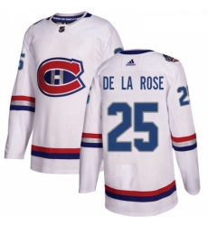 Youth Adidas Montreal Canadiens 25 Jacob de la Rose Authentic White 2017 100 Classic NHL Jersey 