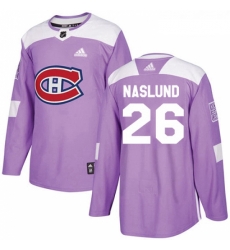 Youth Adidas Montreal Canadiens 26 Mats Naslund Authentic Purple Fights Cancer Practice NHL Jersey 