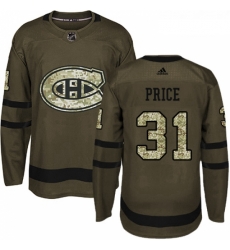 Youth Adidas Montreal Canadiens 31 Carey Price Authentic Green Salute to Service NHL Jersey 