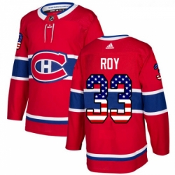 Youth Adidas Montreal Canadiens 33 Patrick Roy Authentic Red USA Flag Fashion NHL Jersey 