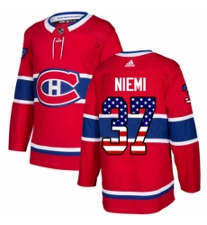 Youth Adidas Montreal Canadiens 37 Antti Niemi Authentic Red USA Flag Fashion NHL Jersey 