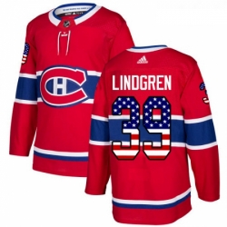 Youth Adidas Montreal Canadiens 39 Charlie Lindgren Authentic Red USA Flag Fashion NHL Jersey 