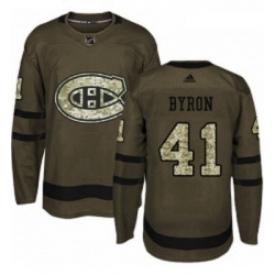 Youth Adidas Montreal Canadiens 41 Paul Byron Authentic Green Salute to Service NHL Jersey 