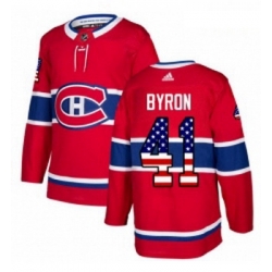 Youth Adidas Montreal Canadiens 41 Paul Byron Authentic Red USA Flag Fashion NHL Jersey 