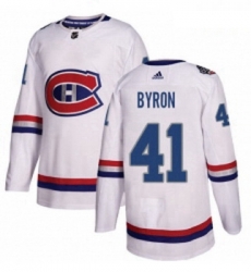 Youth Adidas Montreal Canadiens 41 Paul Byron Authentic White 2017 100 Classic NHL Jersey 