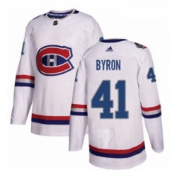 Youth Adidas Montreal Canadiens 41 Paul Byron Authentic White 2017 100 Classic NHL Jersey 