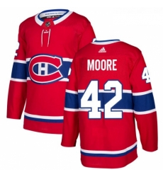 Youth Adidas Montreal Canadiens 42 Dominic Moore Authentic Red Home NHL Jersey 