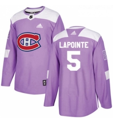 Youth Adidas Montreal Canadiens 5 Guy Lapointe Authentic Purple Fights Cancer Practice NHL Jersey 