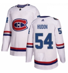 Youth Adidas Montreal Canadiens 54 Charles Hudon Authentic White 2017 100 Classic NHL Jersey 