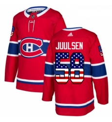 Youth Adidas Montreal Canadiens 58 Noah Juulsen Authentic Red USA Flag Fashion NHL Jersey 