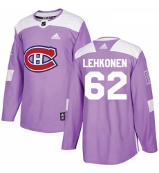Youth Adidas Montreal Canadiens 62 Artturi Lehkonen Authentic Purple Fights Cancer Practice NHL Jersey 