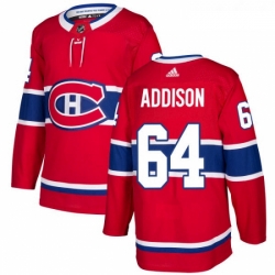 Youth Adidas Montreal Canadiens 64 Jeremiah Addison Authentic Red Home NHL Jersey 
