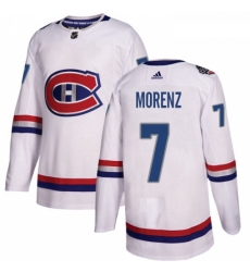 Youth Adidas Montreal Canadiens 7 Howie Morenz Authentic White 2017 100 Classic NHL Jersey 