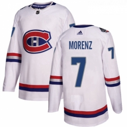 Youth Adidas Montreal Canadiens 7 Howie Morenz Authentic White 2017 100 Classic NHL Jersey 