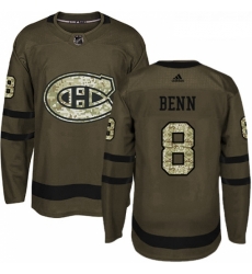 Youth Adidas Montreal Canadiens 8 Jordie Benn Authentic Green Salute to Service NHL Jersey 