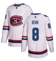 Youth Adidas Montreal Canadiens 8 Jordie Benn Authentic White 2017 100 Classic NHL Jersey 
