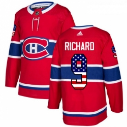Youth Adidas Montreal Canadiens 9 Maurice Richard Authentic Red USA Flag Fashion NHL Jersey 