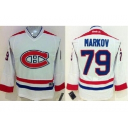Youth Montreal Canadiens #79 Andrei Markov White Stitched NHL Jersey
