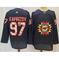 Men Minnesota Wild 97 Kirill Kaprizov Navy 2022 Adidas jersey
