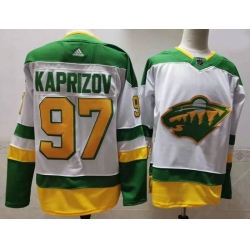 Men Minnesota Wild 97 Kirill Kaprizov White 2020 21 Reverse Retro Adidas Jersey