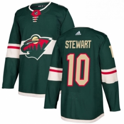 Mens Adidas Minnesota Wild 10 Chris Stewart Authentic Green Home NHL Jersey 