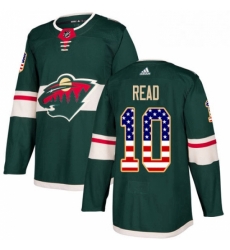 Mens Adidas Minnesota Wild 10 Matt Read Authentic Green USA Flag Fashion NHL Jersey 