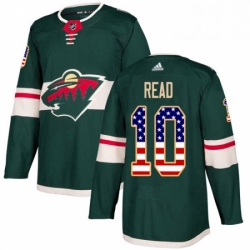 Mens Adidas Minnesota Wild 10 Matt Read Authentic Green USA Flag Fashion NHL Jersey 