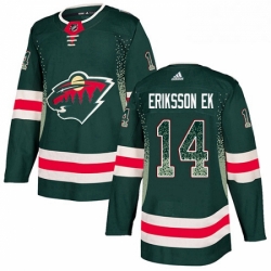 Mens Adidas Minnesota Wild 14 Joel Eriksson Ek Authentic Green Drift Fashion NHL Jersey 