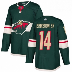 Mens Adidas Minnesota Wild 14 Joel Eriksson Ek Authentic Green Home NHL Jersey 