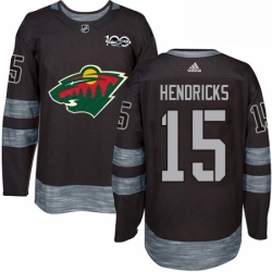 Mens Adidas Minnesota Wild 15 Matt Hendricks Authentic Black 1917 2017 100th Anniversary NHL Jersey 