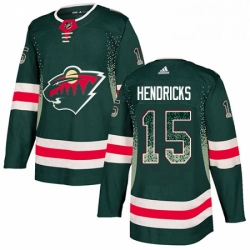 Mens Adidas Minnesota Wild 15 Matt Hendricks Authentic Green Drift Fashion NHL Jersey 
