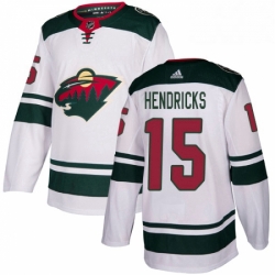 Mens Adidas Minnesota Wild 15 Matt Hendricks Authentic White Away NHL Jersey 
