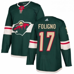 Mens Adidas Minnesota Wild 17 Marcus Foligno Premier Green Home NHL Jersey 