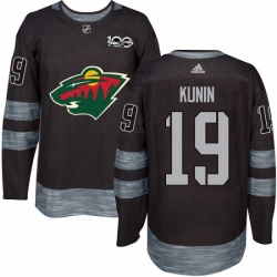 Mens Adidas Minnesota Wild 19 Luke Kunin Authentic Black 1917 2017 100th Anniversary NHL Jersey 