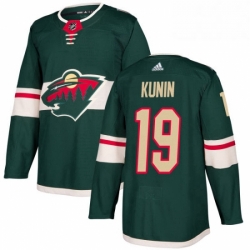 Mens Adidas Minnesota Wild 19 Luke Kunin Authentic Green Home NHL Jersey 
