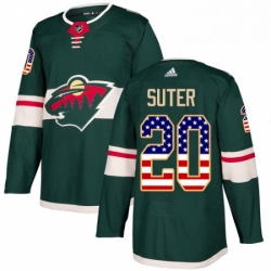 Mens Adidas Minnesota Wild 20 Ryan Suter Authentic Green USA Flag Fashion NHL Jersey 