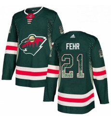 Mens Adidas Minnesota Wild 21 Eric Fehr Authentic Green Drift Fashion NHL Jersey 