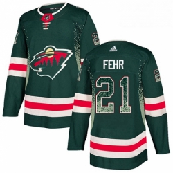 Mens Adidas Minnesota Wild 21 Eric Fehr Authentic Green Drift Fashion NHL Jersey 