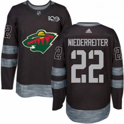 Mens Adidas Minnesota Wild 22 Nino Niederreiter Premier Black 1917 2017 100th Anniversary NHL Jersey 