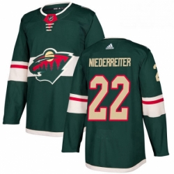 Mens Adidas Minnesota Wild 22 Nino Niederreiter Premier Green Home NHL Jersey 