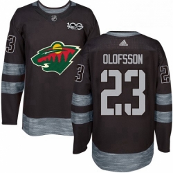 Mens Adidas Minnesota Wild 23 Gustav Olofsson Premier Black 1917 2017 100th Anniversary NHL Jersey 